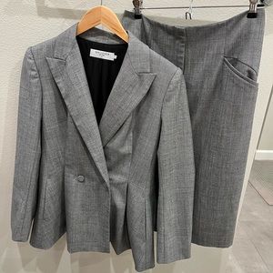 MM LaFleur matching suit grey Gaia blazer and midi Surrey skirt